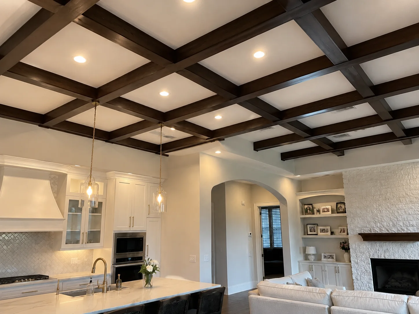 Refinished wood-beam ceiling