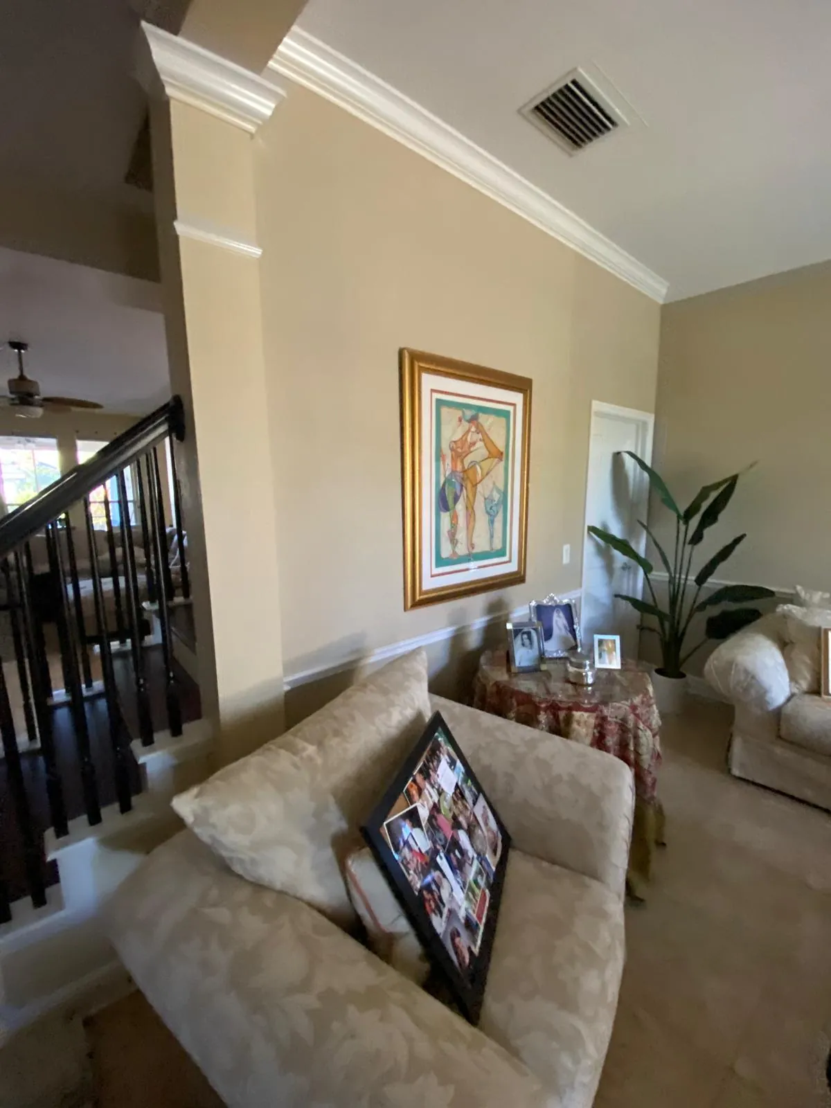 Archway and ceiling detail painting in elegant home