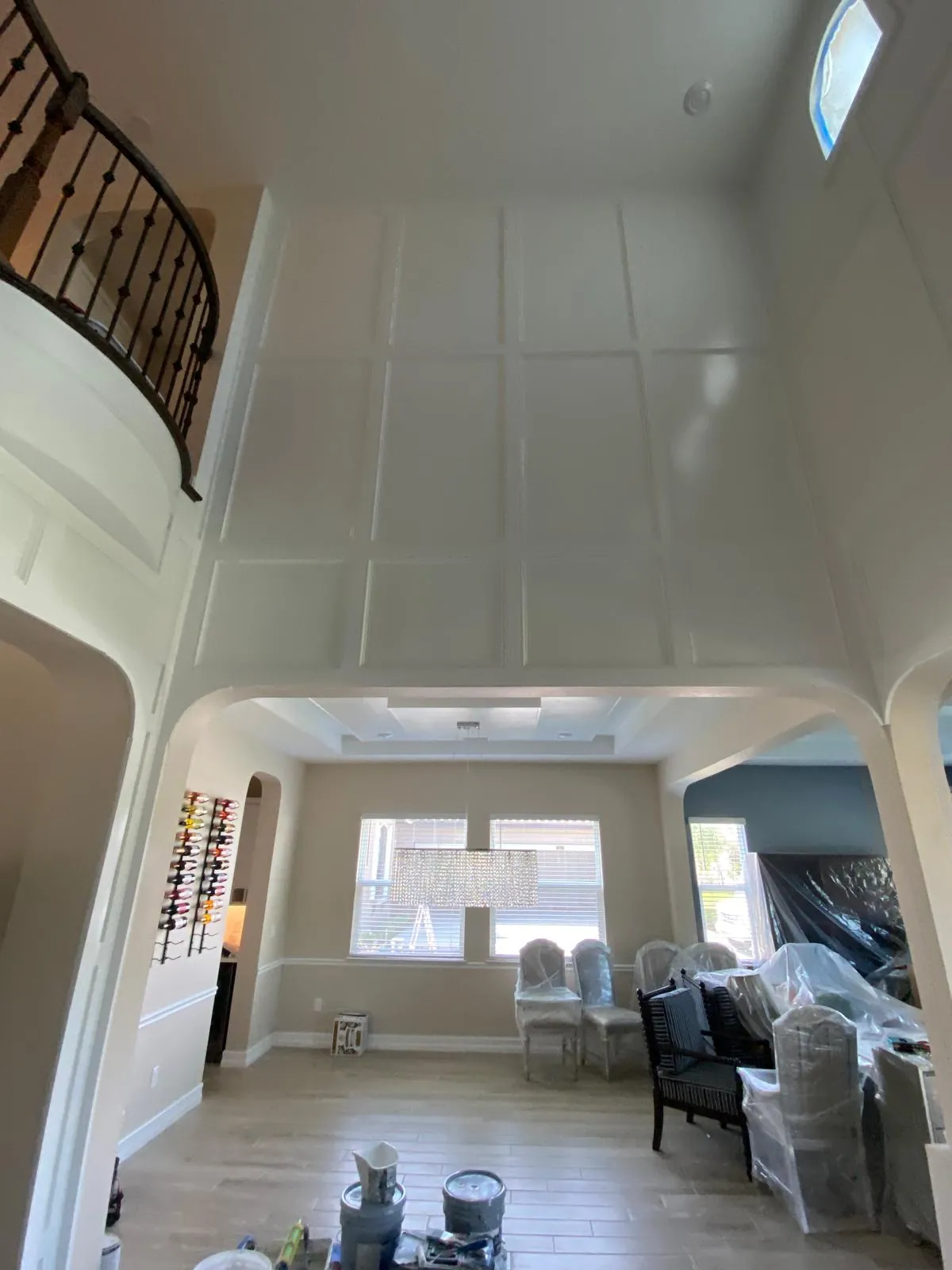 Interior living room with freshly painted walls and natural light